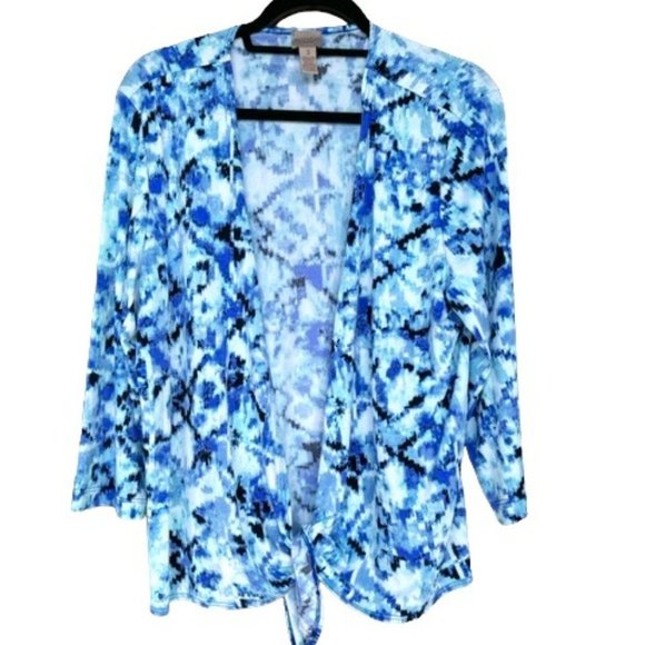 Easywear by Chico's Blue Wrap Stylish Lightweight Cardigan Women's Size 3 - Picture 1 of 6